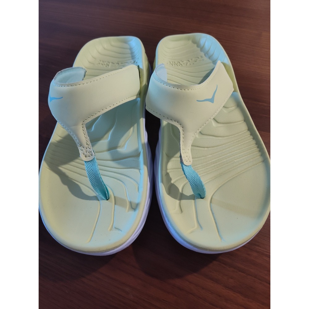 Hoka One One Ora Recovery Flip Sandals Lime Green Blue W10 M8 1099676